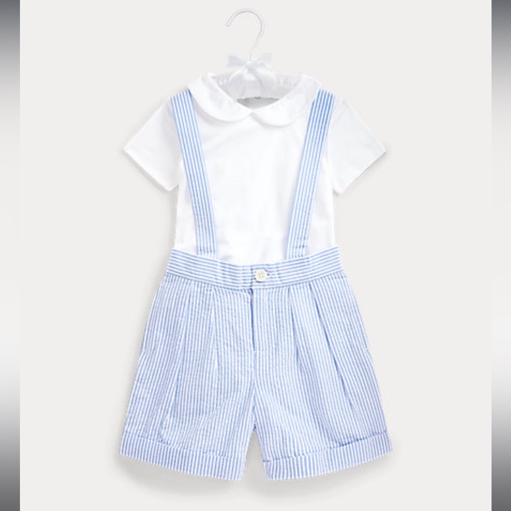 Ralph Lauren Bodysuit & Seersucker Overall Set